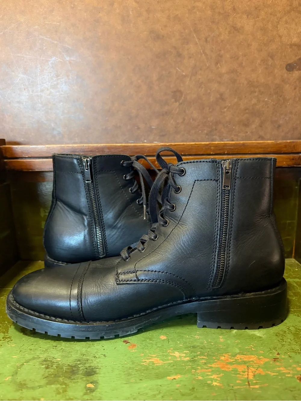 Thursday Boot Company- Men’s Black Leather Cap-Toe Lace-Up Boots